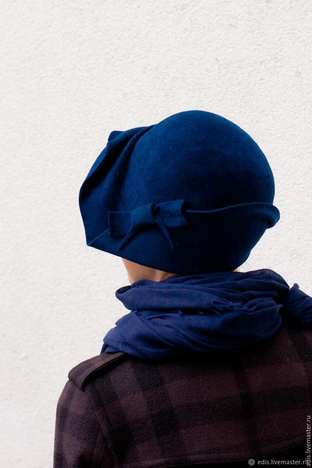 Шляпа клош - капор "синий велюр" в интернет-магазине Ярмарка Мастеров ...