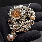 Украшения handmade. Livemaster - original item Brooch pendant with ammonite, shell transformer 