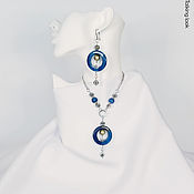 Украшения handmade. Livemaster - original item Necklace and earrings with agate, Swarovski crystals and Preciosa pearls. Handmade.