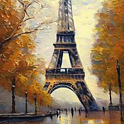 Картины и панно handmade. Livemaster - original item Painting Autumn in Paris. Eiffel Tower cityscape. Realism. Handmade.