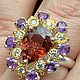 Кольцо с ярким осенним турмалином 13х10 мм-3,12ct. Кольца. GoldenFlower. Интернет-магазин Ярмарка Мастеров.  Фото №2