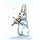 Order Bunny! Rabbit and fiddle! watercolor 21*15 cm. Arthelenkey (earthelenkey). Livemaster. . Pictures Фото №3