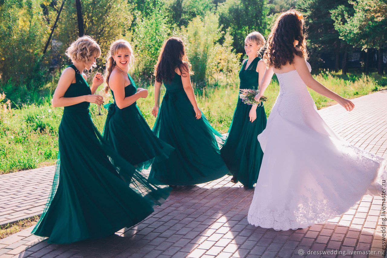 Подружки невесты платья изумрудного цвета