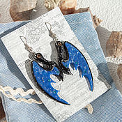 Украшения handmade. Livemaster - original item Earrings: Dragon wings Deep Sea – author`s work. Handmade.