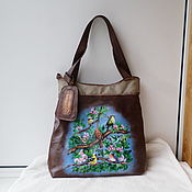 Сумки и аксессуары handmade. Livemaster - original item Leather bag with custom-made painting for Natalia.. Handmade.