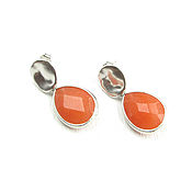 Украшения handmade. Livemaster - original item Orange jade earrings, stud earrings with orange stone. Handmade.