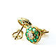 De oro Pussety 'el Diamante y Esmeraldas' en el oro 585 muestras, Stud earrings, Moscow,  Фото №1