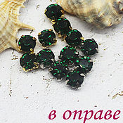 Материалы для творчества handmade. Livemaster - original item Rhinestones 6 mm Green emerald in a frame. Handmade.