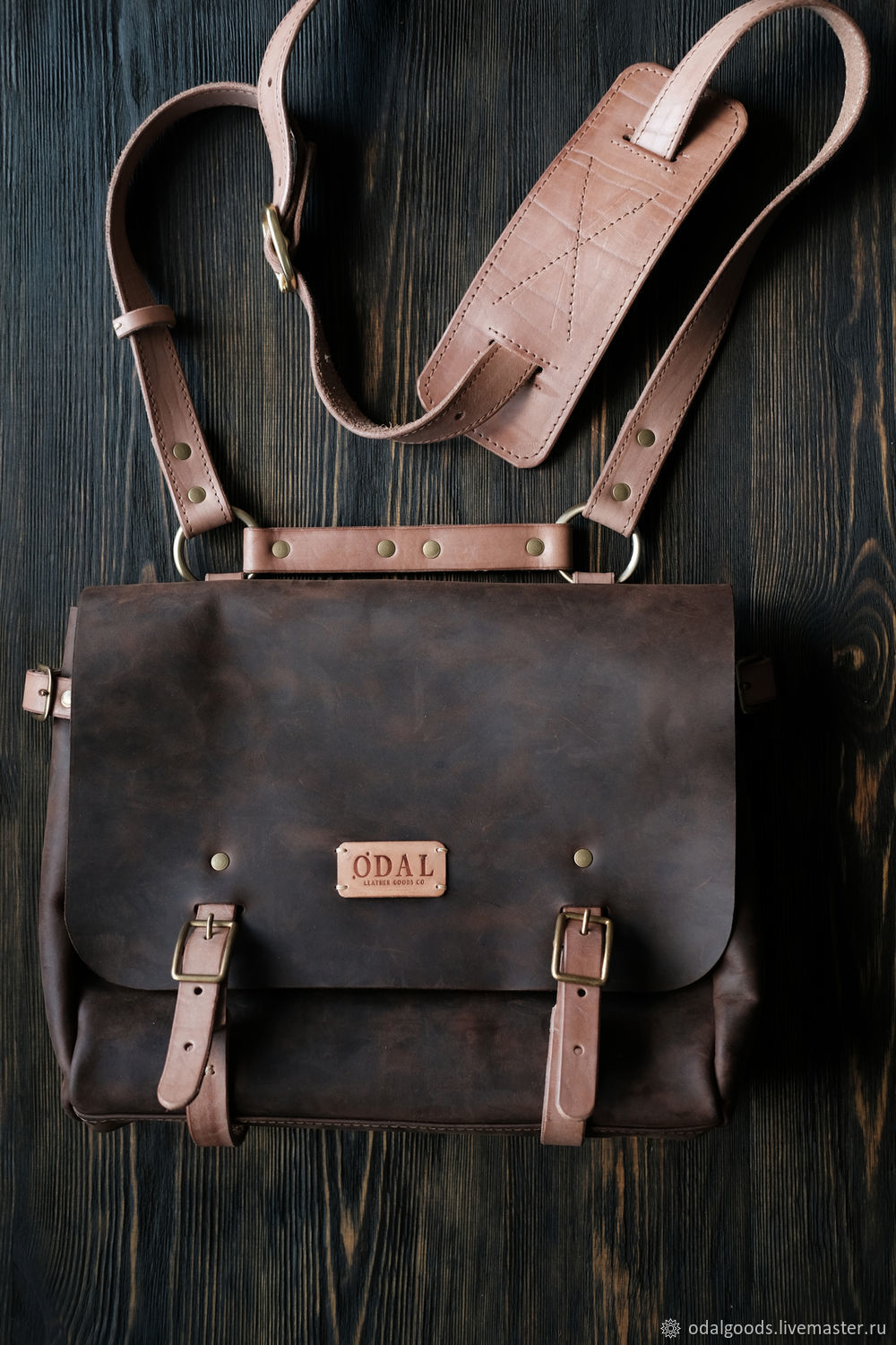 Кожаная мужская сумка мессенджер (размер S) шоколадная, через плечо ...