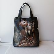 Сумки и аксессуары handmade. Livemaster - original item Women`s double-sided leather bag with custom painting for Marina.. Handmade.