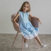 Одежда детская handmade. Livemaster - original item Dress for girl Molly made of natural blue linen. Handmade.