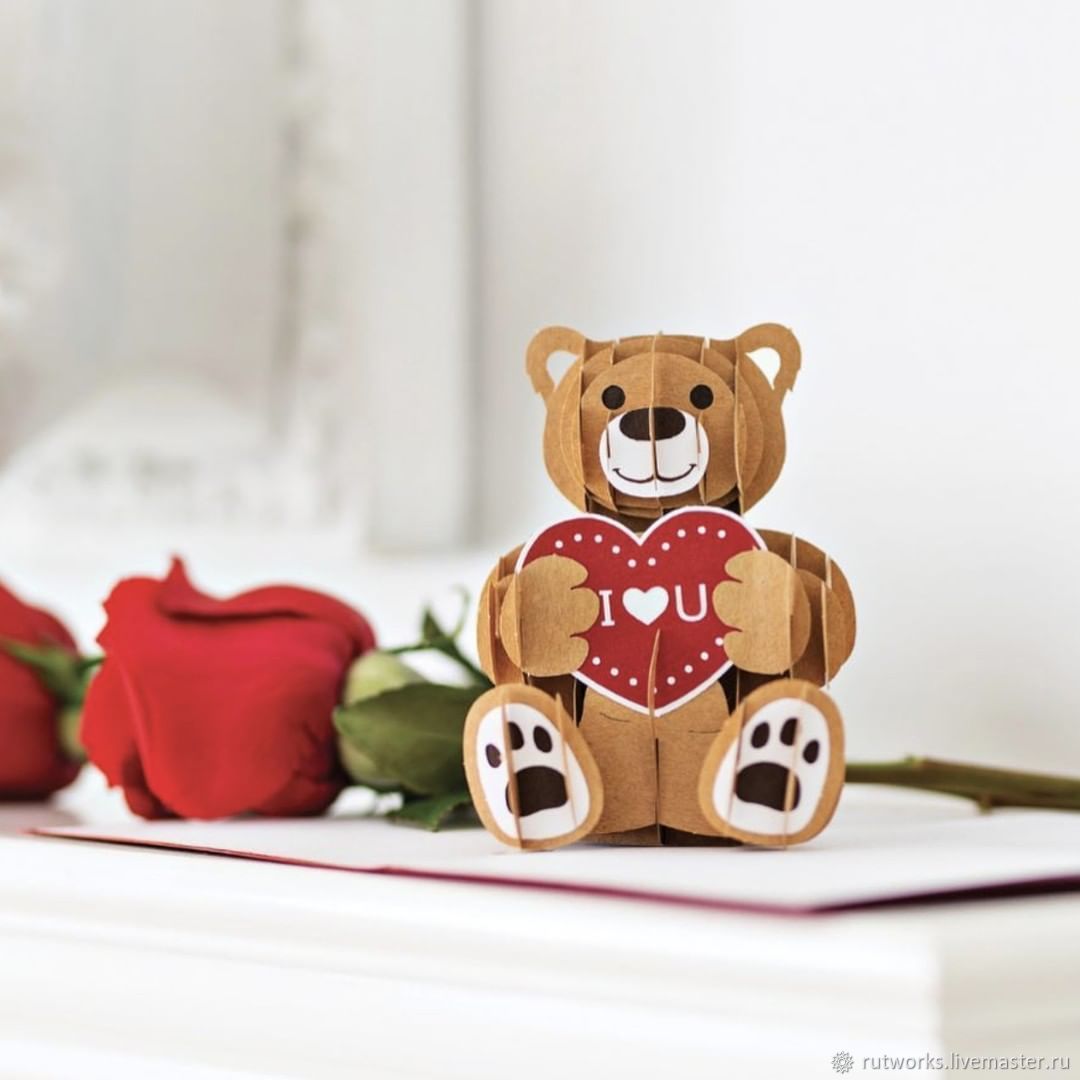 Teddy bear - 3D handmade greeting card, Cards, Moscow,  Фото №1