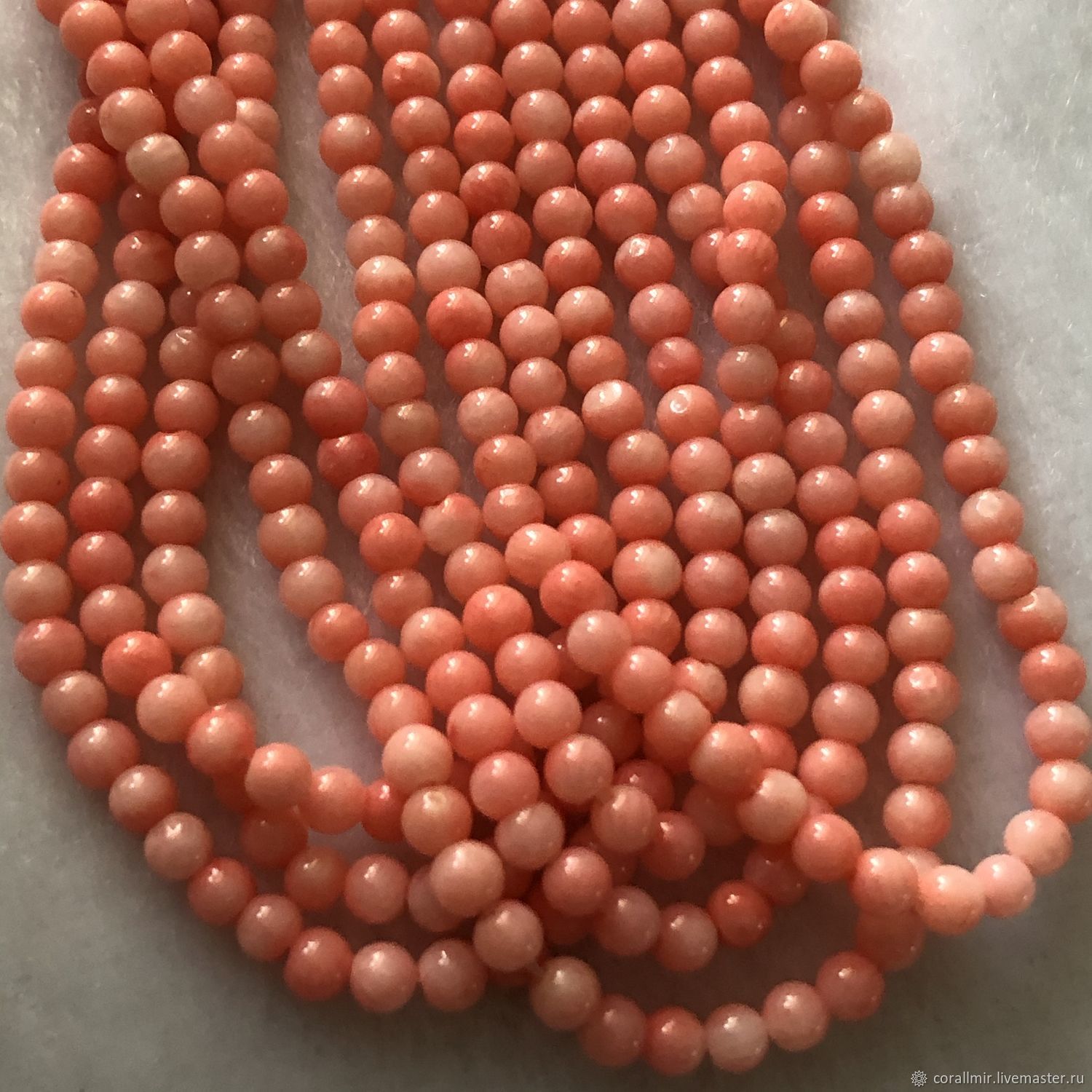 Бусина 3,5 мм (60) Шар розовый, коралл, Бусины, Обнинск,  Фото №1