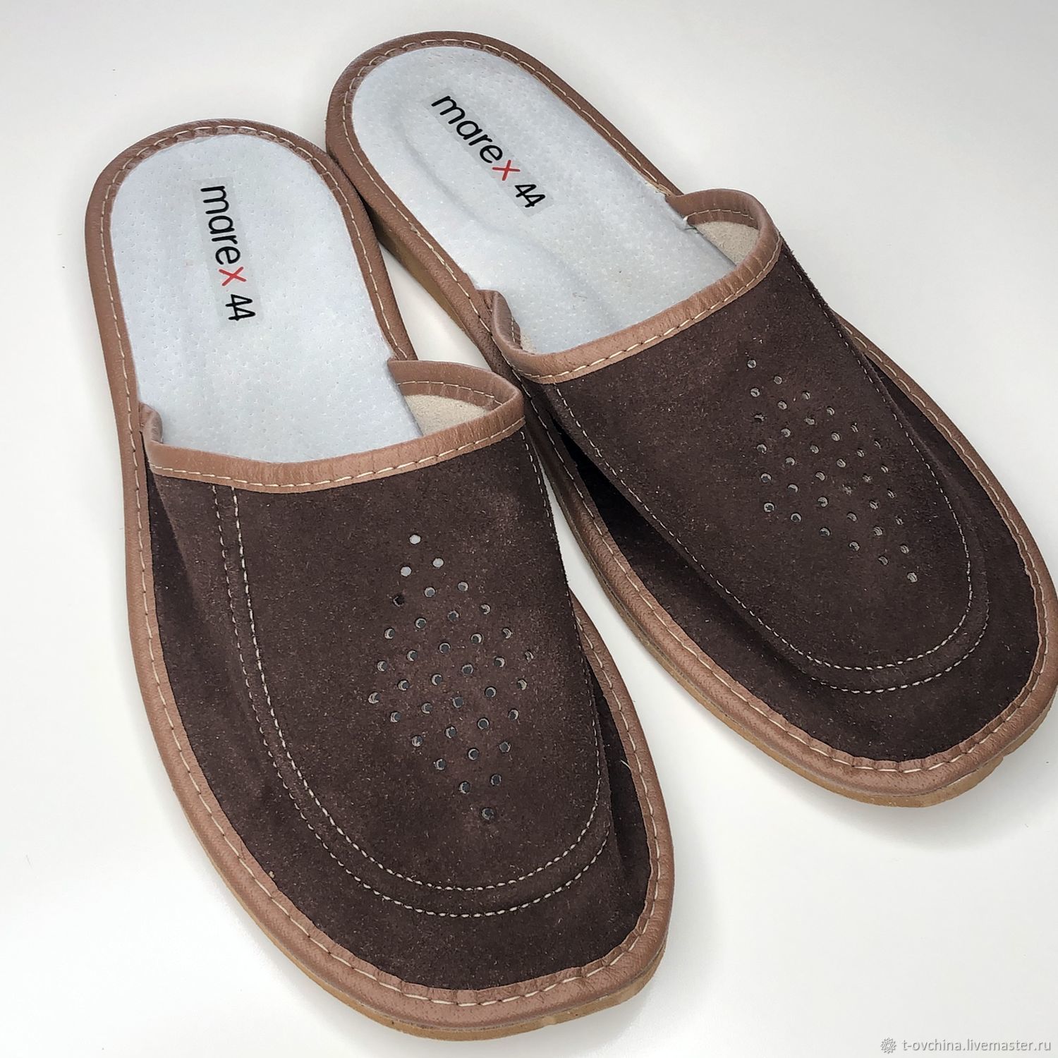 Тапочки кожаные домашние мужские Классик коричневые закрытые, рр 40-46 ...