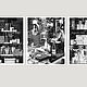 Black-and-white photo of the painting for the interior dining room and kitchen to buy, Triptych fine art photographs Paris Paris cafe Laduree, buy Copyright photos, Elena Anufrieva
