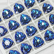 Материалы для творчества handmade. Livemaster - original item Rhinestones in dacs 12 mm Blue trilliant triangle. Handmade.
