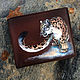 Bifold men wallet with painted Snow leopard. Personalized purse, Wallets, Trakai,  Фото №1