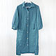 Shirt dress made of dark turquoise linen. Shirts. etnoart. Online shopping on My Livemaster.  Фото №2