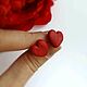 Серьги-гвоздики сердечки. Красные серьги из полимерной глины. Сердце, Серьги-пусеты, Геленджик,  Фото №1