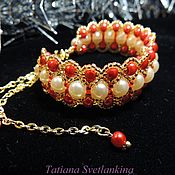 Украшения handmade. Livemaster - original item White-red bracelet. Handmade.