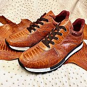 Обувь ручной работы handmade. Livemaster - original item Sneakers made of ostrich calf leather, in light brown color.. Handmade.