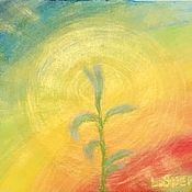 Картины и панно handmade. Livemaster - original item Oil pastel painting sprout on a rainbow 