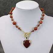 Украшения handmade. Livemaster - original item Natural red jasper necklace with a pendant. Handmade.