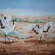 Pictures: Dance of Japanese cranes watercolor painting
