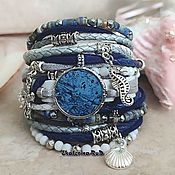 Украшения handmade. Livemaster - original item Bracelet with stones blue, white in Boho style 