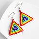 Rainbow Triangular Beaded Earrings, Earrings, Ulan-Ude,  Фото №1