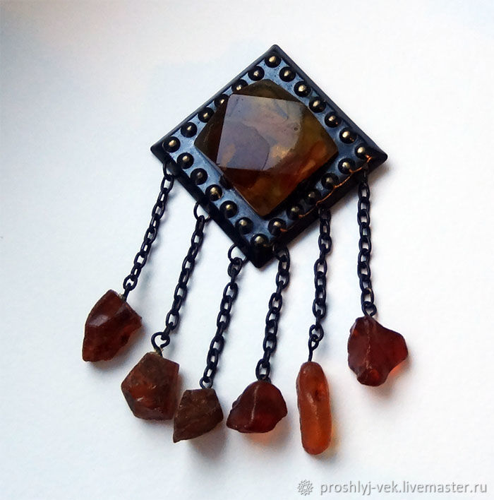 Diamond amber pendants, Vintage brooches, Moscow,  Фото №1
