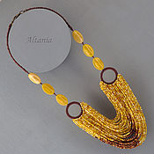 Украшения handmade. Livemaster - original item Pansies - necklace with beaded threads. Handmade.
