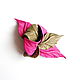 Small Magenta Flower Leather Brooch Pink Beige Taupe. Brooches. De-Si-Re. My Livemaster. Фото №6