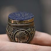 Винтаж handmade. Livemaster - original item The ring is Turkmen and Afghan malachite lapis lazuli. Handmade.
