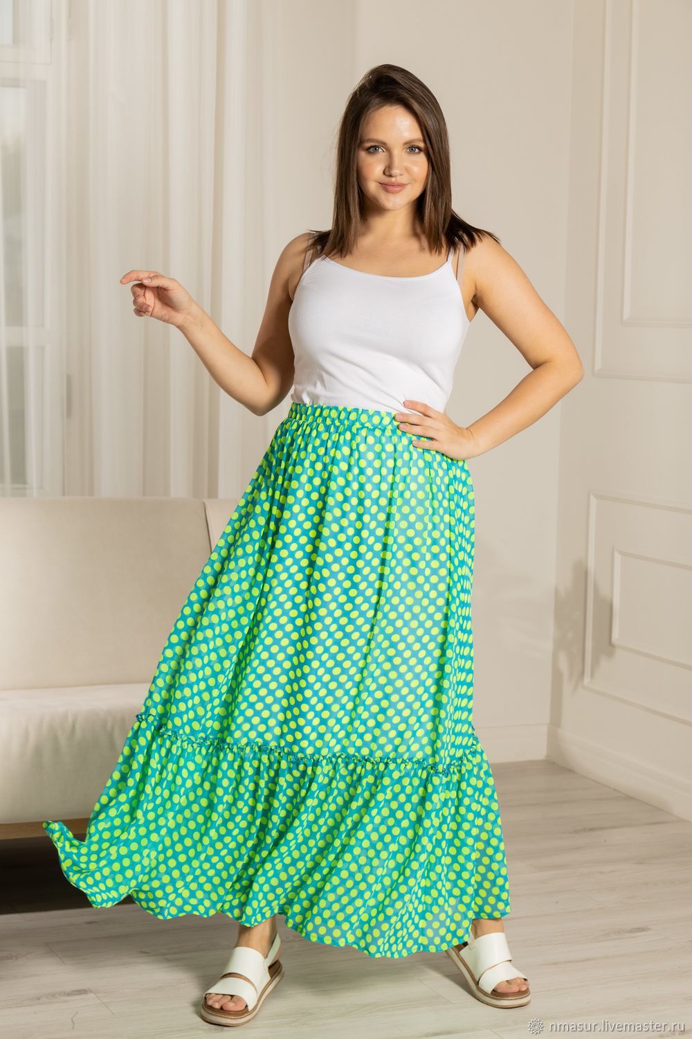 Floor length skirt with bright polka dots – купить на Ярмарке Мастеров ...