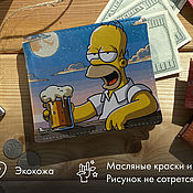 Именной мужской кошелек из экокожи с рисунком Гомера Симпсона, Кошельки, Самара,  Фото №1