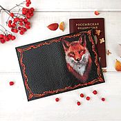 Сумки и аксессуары handmade. Livemaster - original item Passport cover genuine leather black Red Fox. Handmade.