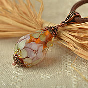 Украшения handmade. Livemaster - original item Drop pendant with orchids Murano glass. Handmade.