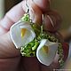 Earrings lampwork White Calla lilies, Earrings, Krasnoyarsk,  Фото №1