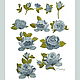 Вышитая аппликация нашивка Розы серо голубые цветы embroidery, Аппликации, Москва,  Фото №1
