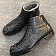 Winter boots, alligator leather, fur, black, Boots, St. Petersburg,  Фото №1