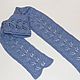 Knitted scarf with pattern of leaves 'blue', Scarves, Moscow,  Фото №1