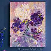 Картины и панно handmade. Livemaster - original item Paintings with purple iris. Blue volumetric iris on canvas.. Handmade.