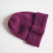 Аксессуары handmade. Livemaster - original item Caps: Mohair hat with a lapel knitted women`s hat. Handmade.