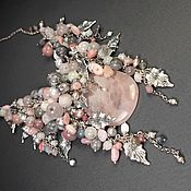 Украшения handmade. Livemaster - original item Grey - Pink Day Necklace, Pink Opal Quartz and Pearls. Handmade.