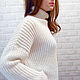 Свитер  женский вязаный белый из шерсти. Свитеры. AccessoriesWool вязание на заказ. Ярмарка Мастеров.  Фото №5