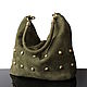 Olive hobo Bag made of natural suede with decor, Sacks, Bordeaux,  Фото №1