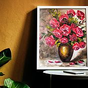 Картины и панно handmade. Livemaster - original item A picture of a rose in a vase! flowers, oil.. Handmade.