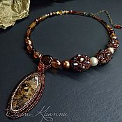 Украшения handmade. Livemaster - original item Brown necklace under the neck with a pendant. BRONZIT.. Handmade.