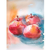 Картины и панно handmade. Livemaster - original item Painting apples still life with fruit watercolor. Handmade.